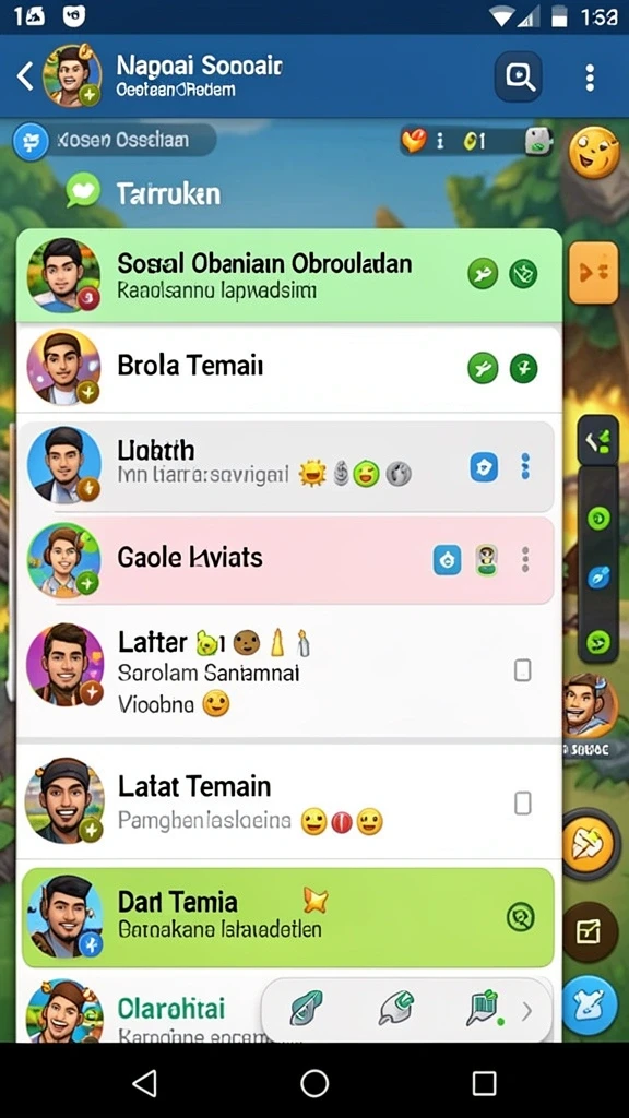 Ekspresi karakter yang lucu dan penuh warna.